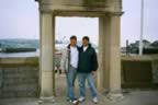 Bob and Philip at the gateway to the new world (62kb)