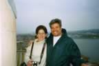 Debbie and Philip -- atop the lighthouse in Plymouth (46kb)