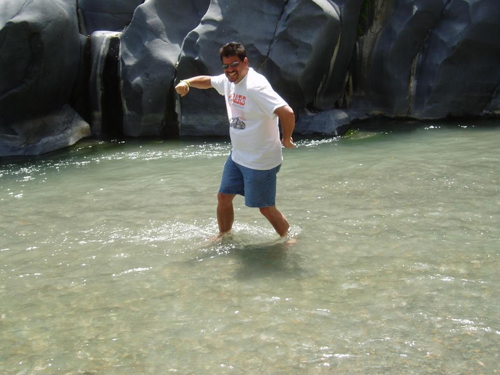 Me (trying to) Show Off in the River at Alcantara Gorg